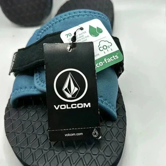 VOLCOM  SANDALS BLACK AND TEAL NWOT or box MSRP 50.00 - Picture 6 of 12